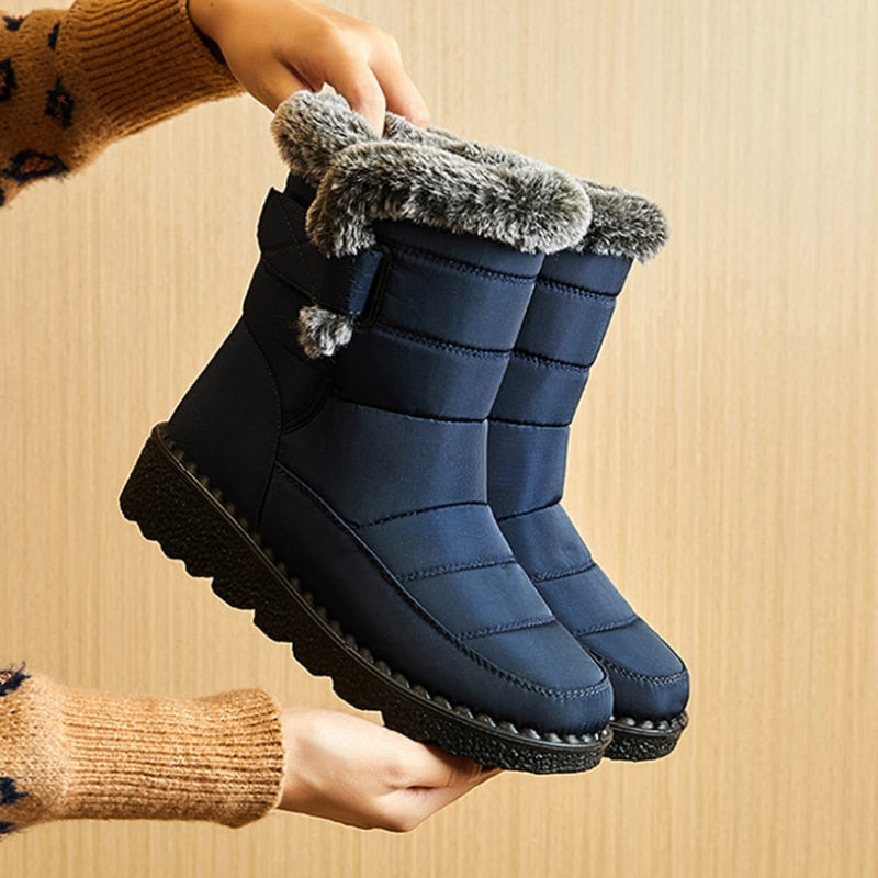 Waterproof Winter Boots for Women  New Faux Fur Long Plush Snow Boots Woman Platform Ankle Boots Warm Cotton Couples Shoes | TageUnlimited