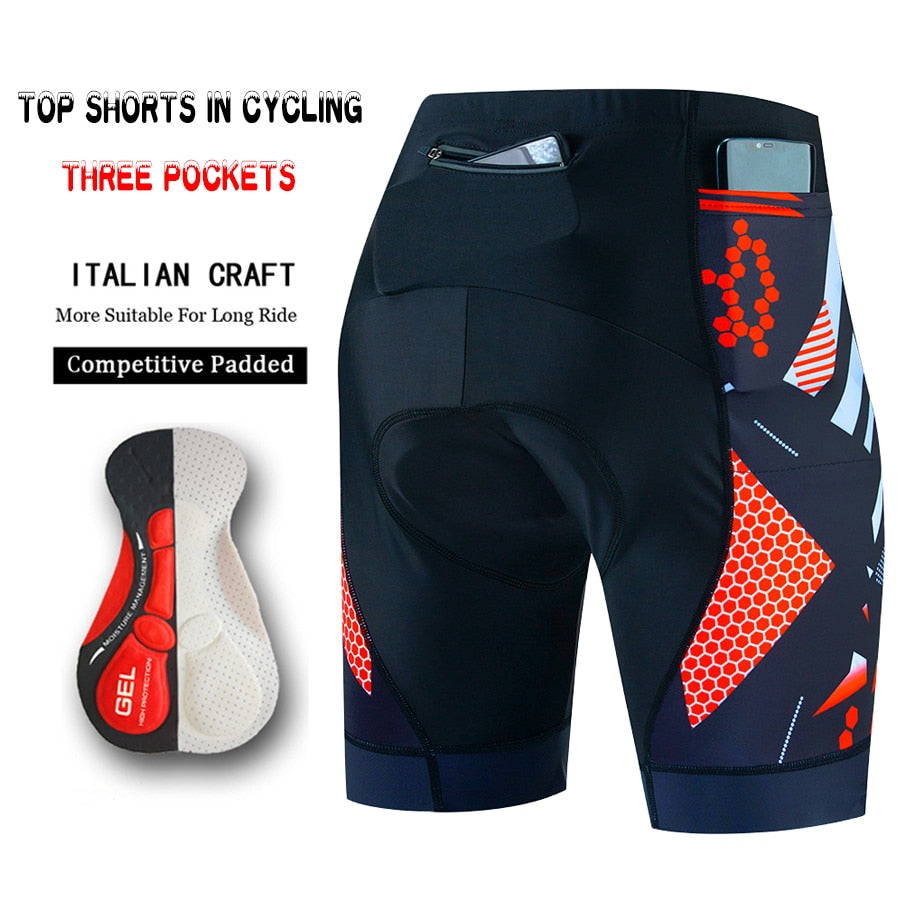 Three Pockets Breathable Men Cycling Shorts Shockproof Mountain Bike Shorts Summer Quick Dry MTB Shorts With Coolmax Gel Padded | TageUnlimited