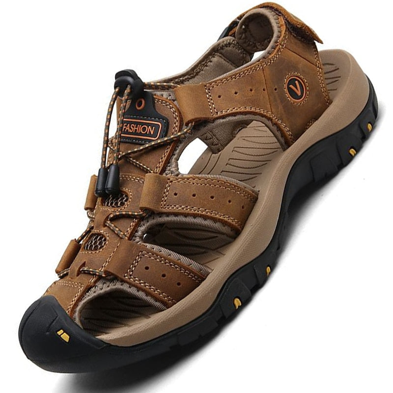 Genuine Leather Men Shoes Summer New Large Size Men&#39;s Sandals Men Sandals Fashion Sandals Slippers | TageUnlimited