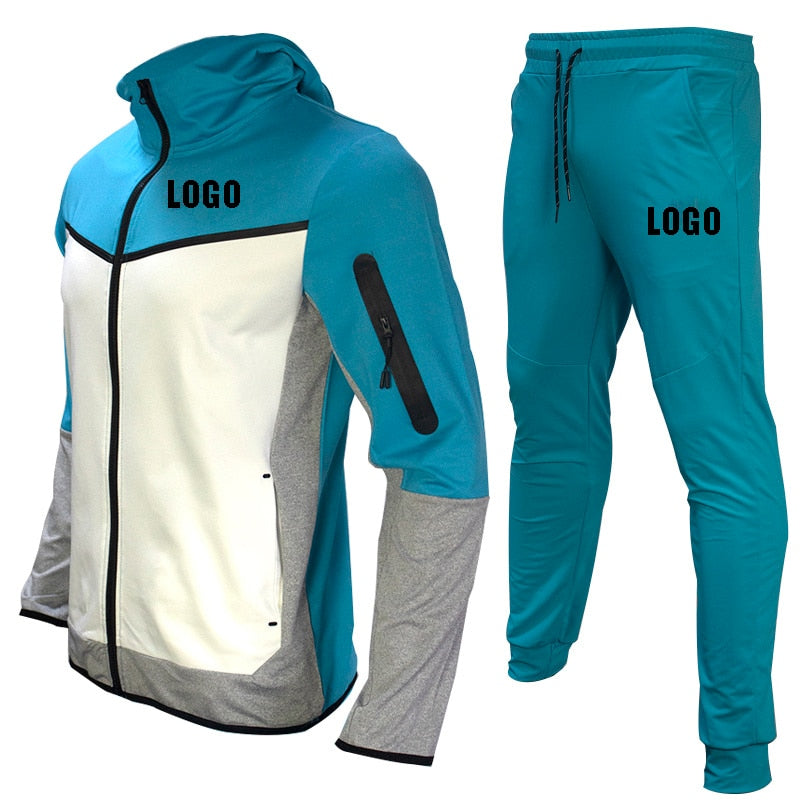 Tech Custom logo Men's Tracksuits Set Long Sleeve Causal Full Zip Running Sports Sweatsuit For Men 2 Piece Outfits | TageUnlimited