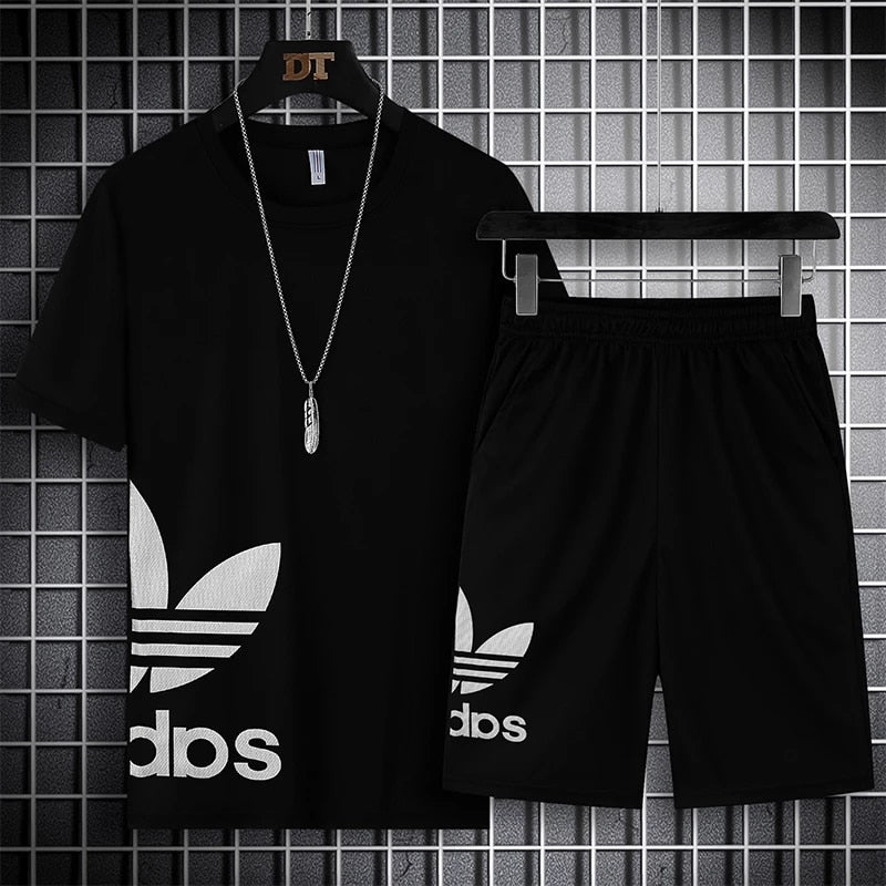 Summer Fashion Leisure brand Men's Set Tracksuit Sportswear Track Suits Male Sweatsuit Short Sleeves T shirt 2 piece set | TageUnlimited