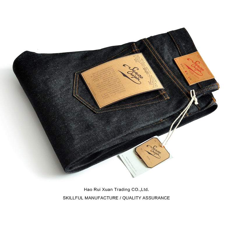 Sauce Origin 915-Pi Mens Jeans  Men Designer Jeans for Men Taper Fit Selvedge Denim Raw Jeans Button Fly Handmade Vintage | TageUnlimited