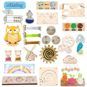 Montessori Busy Board DIY Accessories Early Learning Toy Matching Puzzle Kindergarten Education Hourgla Shoe Maze brain game Toy | TageUnlimited