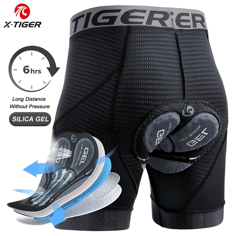 X-TIGER Men Cycling Underwear Shorts 5D Padded Sports Riding Bike Bicycle MTB Liner Shorts with Anti-Slip Leg Grips | TageUnlimited