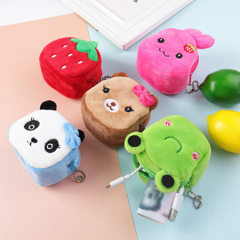 Women's Cartoon Coin Purse Three-dimensional Plush Zipper Headphone Bag Wallet Key Chain. | TageUnlimited