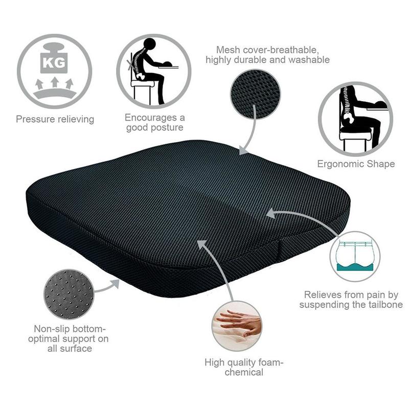 Non-Slip Orthopedic Memory Foam Coccyx Cushion for Tailbone Sciatica Back Pain Relief Cushion Comfort Office Chair Car Seat | TageUnlimited