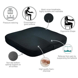 Non-Slip Orthopedic Memory Foam Coccyx Cushion for Tailbone Sciatica Back Pain Relief Cushion Comfort Office Chair Car Seat | TageUnlimited
