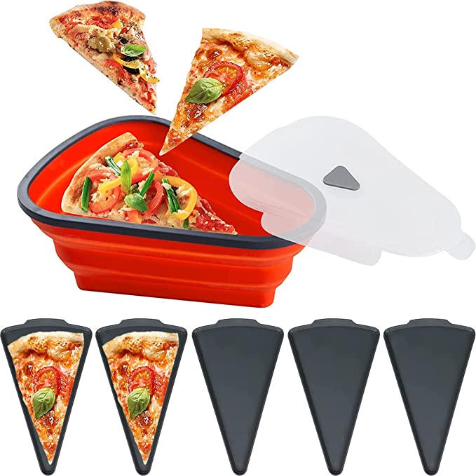 Silicone Pizza Storage Container Reusable Pizza Container with 5 Serving Trays Adjustable Pizza Slice Container Kitchen Supplies | 0 | TageUnlimited