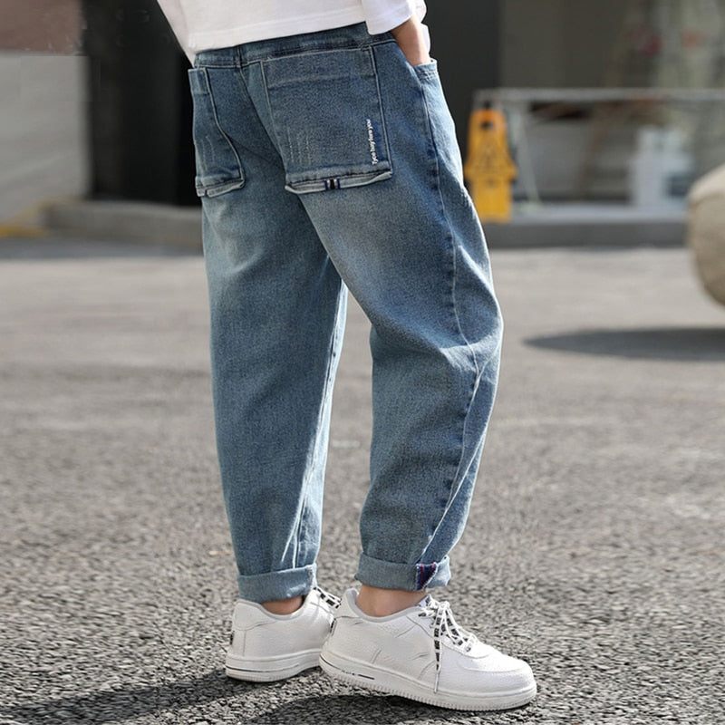 IENENS Boys Jeans Denim Trousers Kids Clothes Children Clothes Spring Young Boy Straight Cowboy Trousers Casual Pants 4-11 Years | TageUnlimited