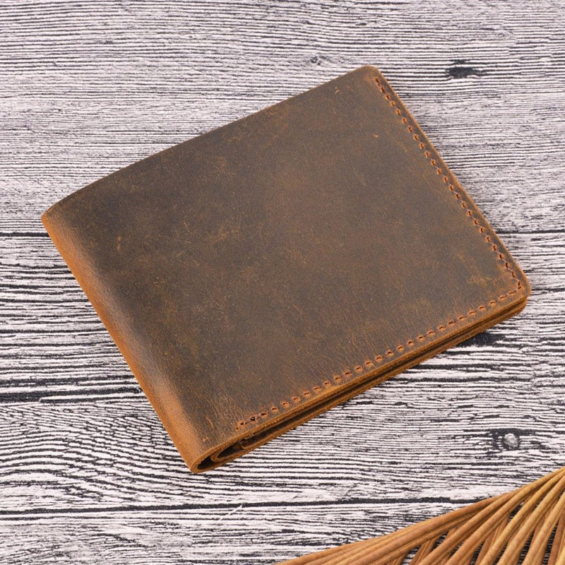 Handmade Personalised Leather Wallet for Men Slim Breif Men Wallets Short Vintage Retro Manmade Wallet Money Bags | TageUnlimited