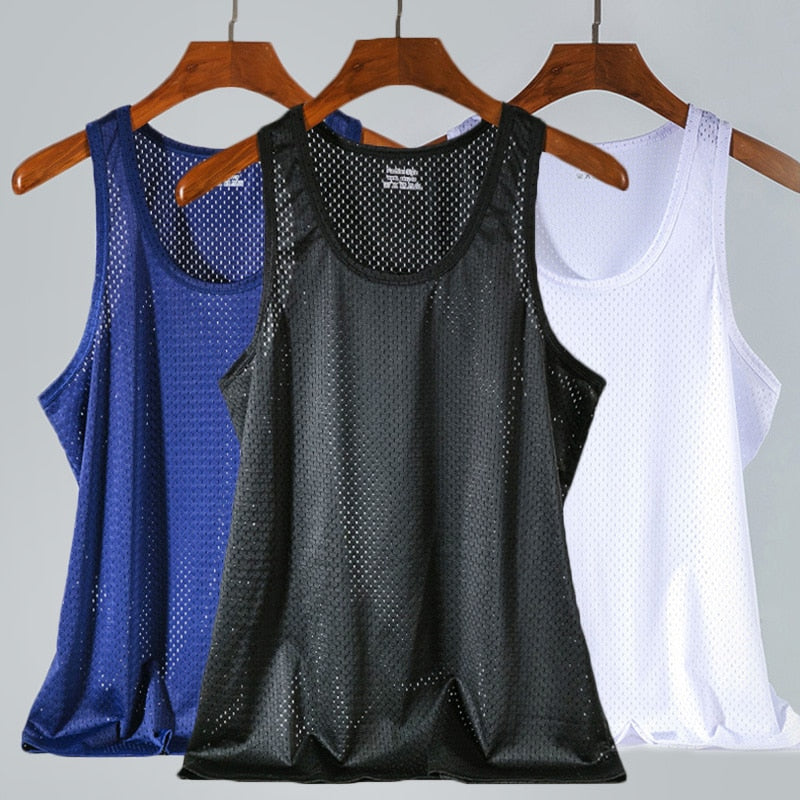 Men Casual Tank Summer Bodybuilding Fitness Muscle Singlet Man&#39;s Clothes Sleeveless Slim Fit Vest Mesh Quick-Drying Vest Hot | TageUnlimited