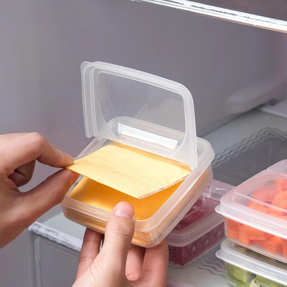 1PCS Butter Cheese Storage Box Portable Refrigerator Fruit Vegetable Fresh-keeping Organizer Box Transparent Cheese Container | TageUnlimited
