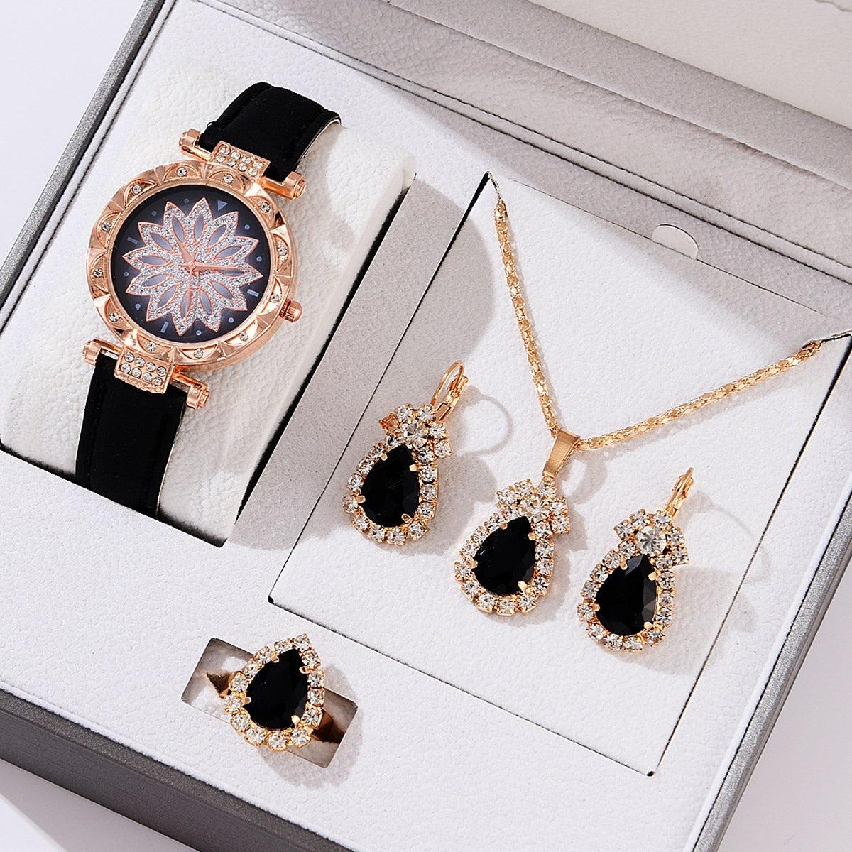 5pcs Set Watches Women Leather Band Ladies Watch Simple Casual Women Analog WristWatch Bracelet Gift | TageUnlimited