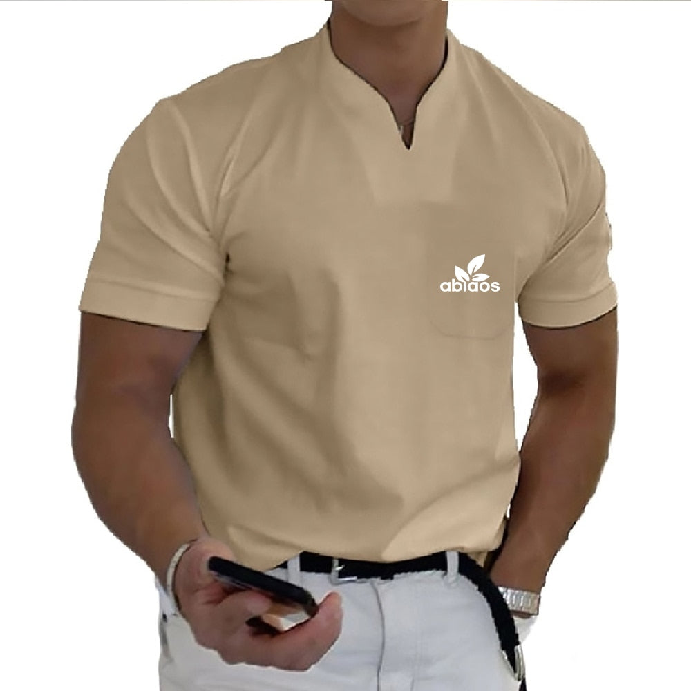 Pattern Summer Men Short-Sleeved Cotton Casual Men&#39;s T-shirt V-neck Shirt Male Breathable Polo Shirts S-5XL | TageUnlimited