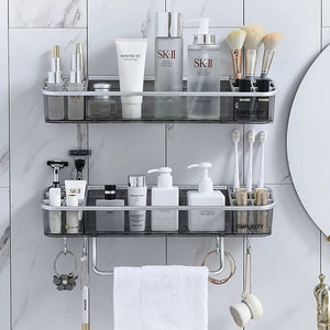 Punch-free Bathroom Shelf Shampoo Cosmetic Towel Storage Rack Organizer Bath Corner Holder Household Items Bathroom Accessories | TageUnlimited
