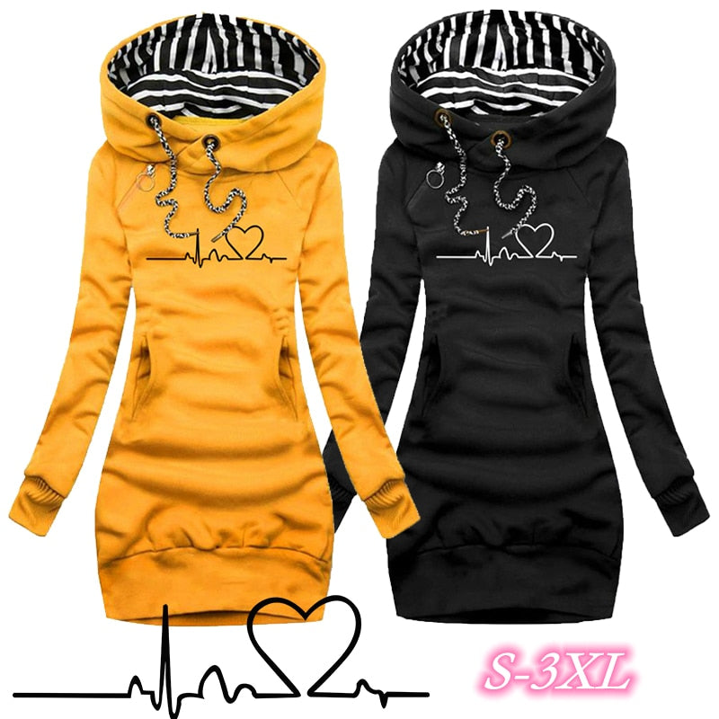 Women Sweater Dress Hooded  Spring Autumn Ladies Long Sleeve Hoodie Dress Autumn Winter Casual Slim Sweater Hoodies Dress | 0 | TageUnlimited