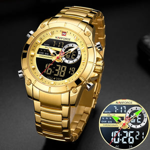 NAVIFORCE Luxury Original Sports Wrist Watch For Men Quartz Steel Waterproof Digital Fashion Watches Male Relogio Masculino 9163 | TageUnlimited