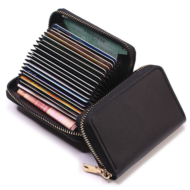 Business Card Holder Wallet Women/men Gray Bank/ID/Credit Card Holder 20 Bits Card Wallet PU Leather Protects Case Coin Purse | TageUnlimited