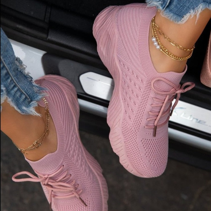Mesh Breathable Women Casual Sneakers Lace-up Vulcanized Shoes Ladies Platform Sneakers Female Shoes Plus Size Zapatos De Mujer | TageUnlimited