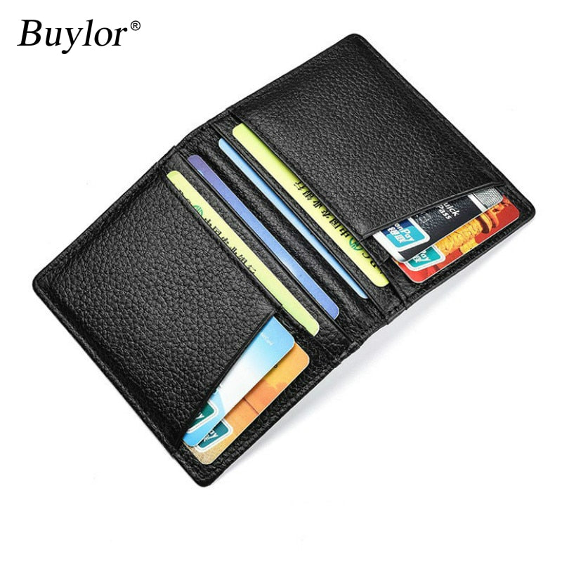 Buylor Men Wallet Soft Super Slim Wallet Genuine Leather Mini Credit Card Holders Wallet Thin Card Purse Small Bags for Women | TageUnlimited