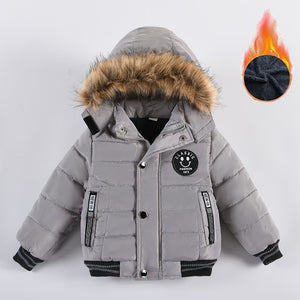 2-6 Years Autumn Winter Boys Jacket Warm Fur Collar Fashion Baby Girls Coat Hooded Zipper Outerwear Birthday Gift Kids Clothes | TageUnlimited
