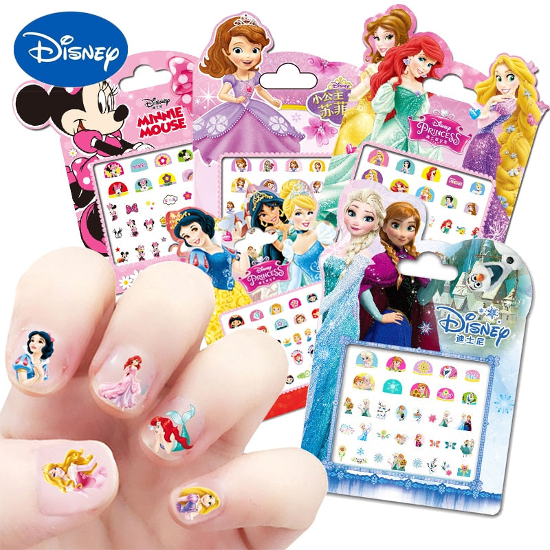 Frozen Princess Elsa Anna Makeup Nail Stickers Toy Snow White Sophia Mickey Minnie Figure Dolls Kids Cartoon Toys for Girls | TageUnlimited
