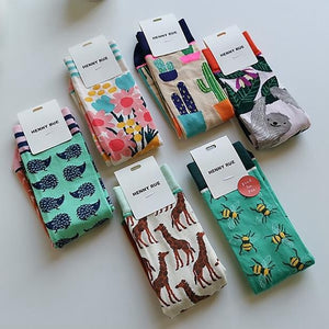 Fashion Colorful Autumn Winter Stocking  Women Socks  Plant Hedgehog Slothsi Cotton Socks Personality Straight Trendy Socks | TageUnlimited