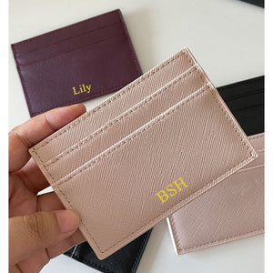 Custom Letters Men PU Leather Credit Card Holder Personalize Initials Slim Card Wallet Monogram Name Card Case Women DIY Present | TageUnlimited