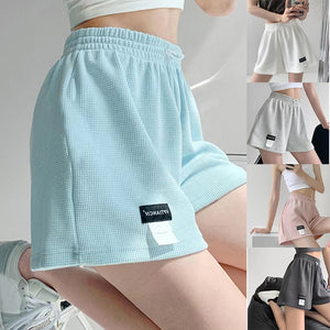 WomenShorts Summer High Waisted Sports Shorts Loose Bottoms Female Casual Elastic Waist Hot Pants Solid Color Homewear | TageUnlimited