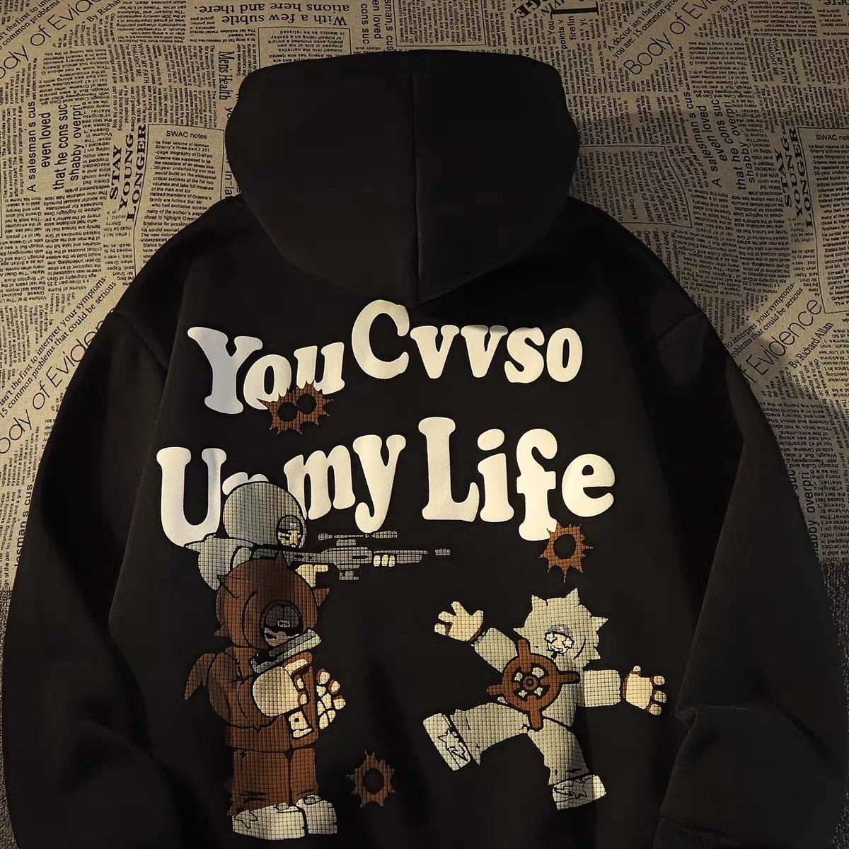 American retro hiphop sweater letter anime hoodie men and women lovers on high street streetwear y2k women vibe oversized hoodie | 0 | TageUnlimited