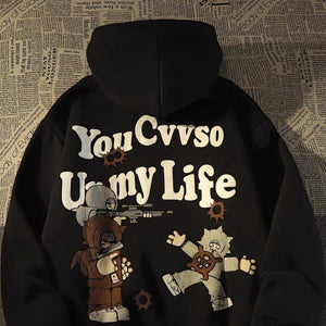 American retro hiphop sweater letter anime hoodie men and women lovers on high street streetwear y2k women vibe oversized hoodie | 0 | TageUnlimited