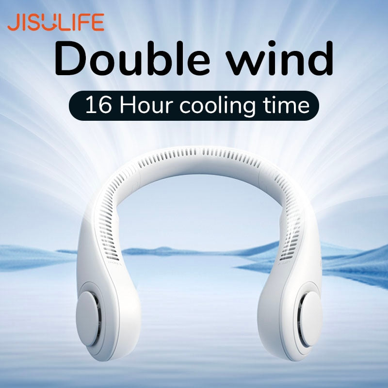 JISULIFE Portable Neck Fan USB Rechargeable Bladeless FAN MINI Electric Ventilador Silent Neckband Wearable Cooling for Sports | TageUnlimited