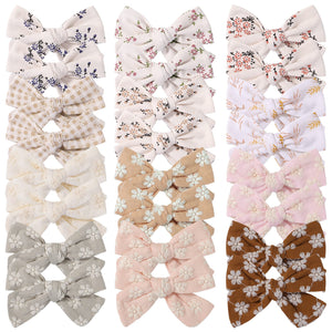 2Pcs/Set Sweet Flower Print Bowknot Hair Clips for Cute Baby Girls Cotton Bows Hairpins Barrettes Headwear Kids Hair Accessories | TageUnlimited