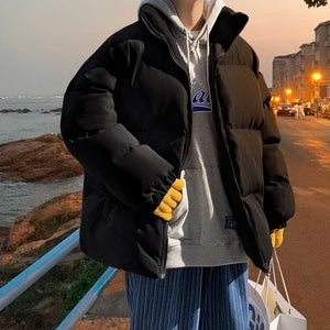 Streetwear  Warm Men Winter Coat Solid Color Casual Parka Stand Collar Fashion Oversize Women&#39;s Winter Jacket | TageUnlimited