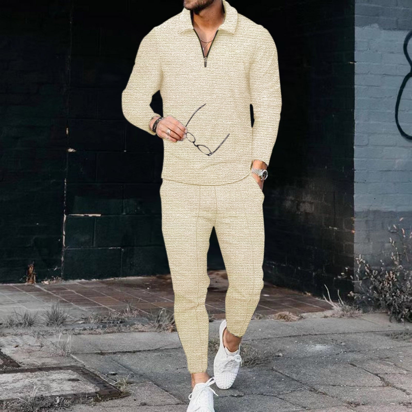 Autumn New Men Tracksuit Clothes Sportswear 2 Piece Set Long Sleeve Polo Shirt+Pants Solid Sweatsuit Sports Suits For Mal | TageUnlimited