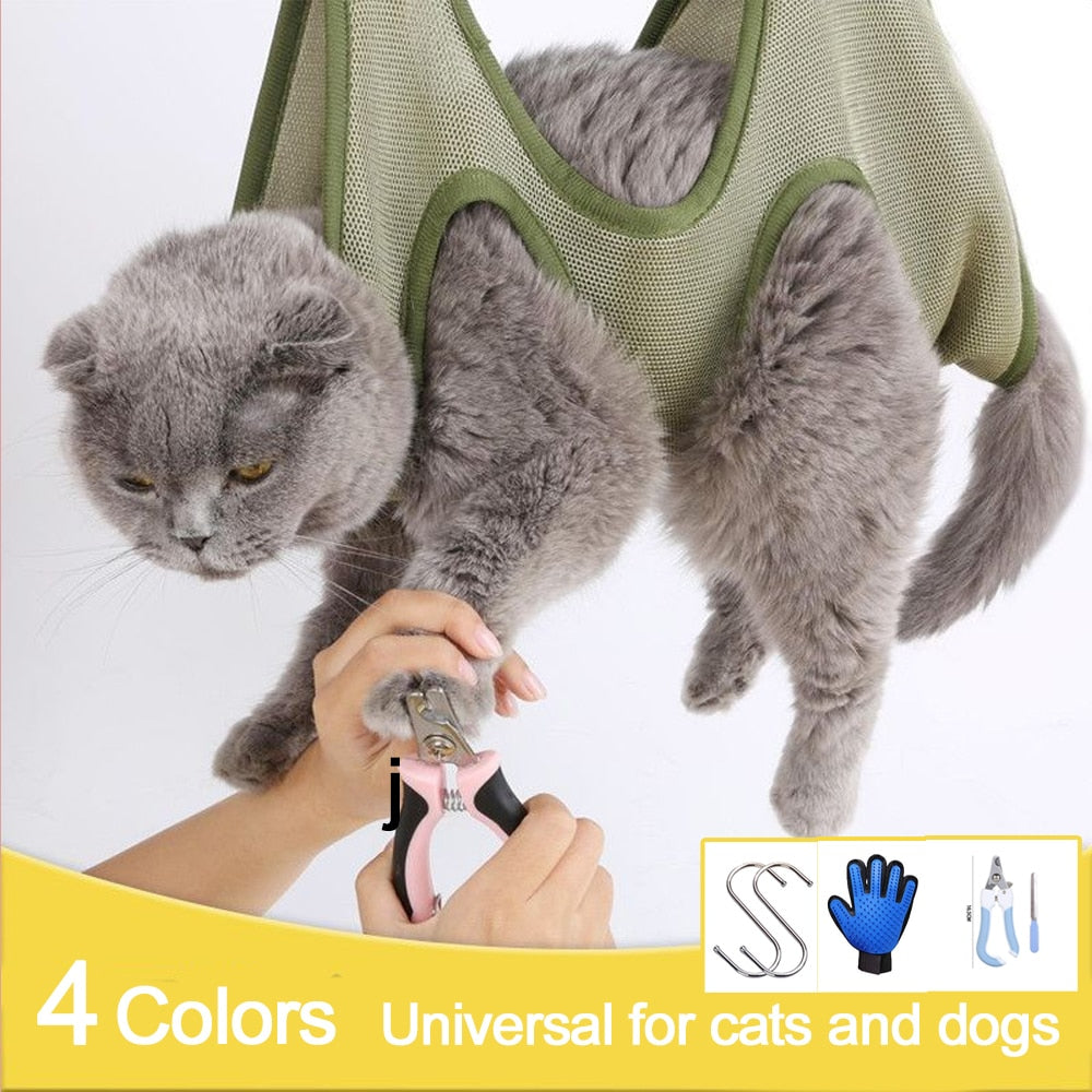 Cat Grooming nail cutting anti scratch bite fixed bag bath Trimming Restraint Bag Pet Beauty hammock hanging Pet Supplies Set | TageUnlimited