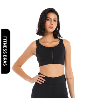 High-strength Sports Bra Women's Shockproof Running Big Chest Small Front Zipper Fitness Yoga Clothing Vest. | Apparel | High Impact Zip Front Sports Bra | TageUnlimited