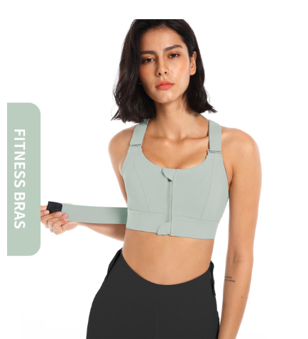 High-strength Sports Bra Women's Shockproof Running Big Chest Small Front Zipper Fitness Yoga Clothing Vest. | Apparel | High Impact Zip Front Sports Bra | TageUnlimited