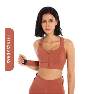 High-strength Sports Bra Women's Shockproof Running Big Chest Small Front Zipper Fitness Yoga Clothing Vest. | Apparel | High Impact Zip Front Sports Bra | TageUnlimited