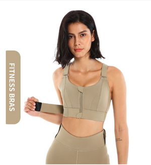 High-strength Sports Bra Women's Shockproof Running Big Chest Small Front Zipper Fitness Yoga Clothing Vest. | Apparel | High Impact Zip Front Sports Bra | TageUnlimited