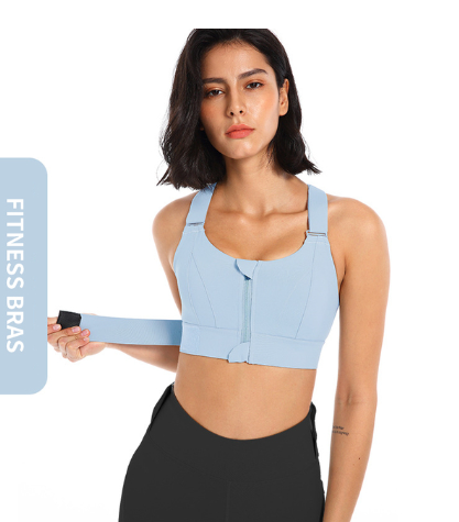High-strength Sports Bra Women's Shockproof Running Big Chest Small Front Zipper Fitness Yoga Clothing Vest. | Apparel | High Impact Zip Front Sports Bra | TageUnlimited