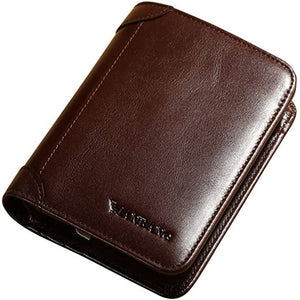 Manbang Men Wallets RFID Genuine Leather Trifold Wallets For Men with ID Window and Credit Card Holder | TageUnlimited