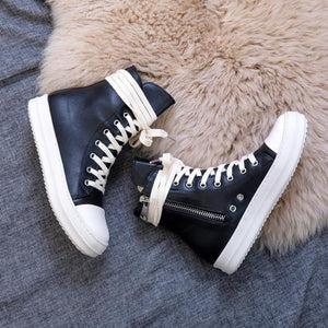 Fashion Women Black Sneakers  Chaussure Femme Women Sneakers Zipper Canvas Casual Shoes Woman Spring Ladies Shoe | TageUnlimited