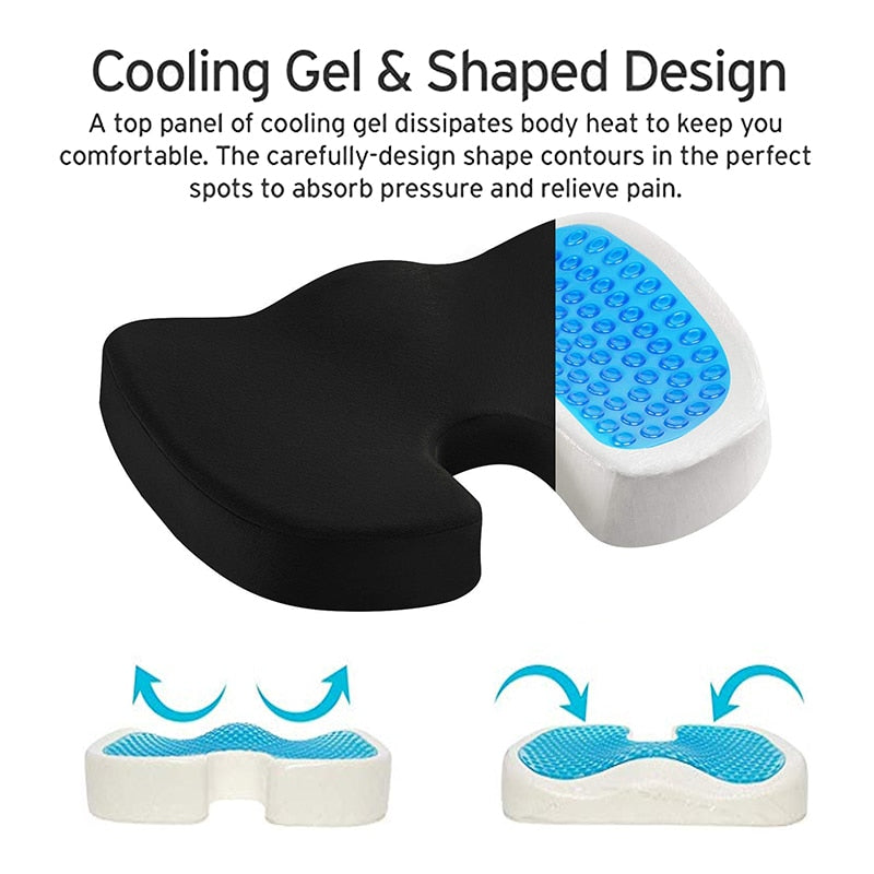 Coccyx Orthopedic Memory Foam Cushion Seat Massage Chair Gel Cushion Pad Car U-Shape Seat Cushion Travel Breathable Seat Cushion | TageUnlimited