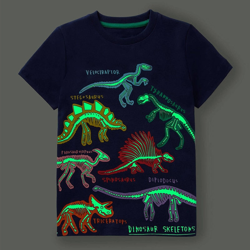 New Fashion Boys T-shirt Summer Luminous Dinosaur Animal Cotton Causal Clothes Lovely Tops for Kids 2-7 year | TageUnlimited