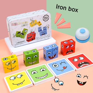 Cube Face Changing Building Blocks Board Game Wood Puzzle Montessori Expression Wooden Blocks Blocos For Children Kids Toys Gift | TageUnlimited
