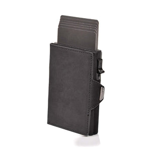 Vintage Crazy Horse Leather Men Wallets Luxury  RFID Protection Mini Metal Wallet  Zipper Coin Pocket  for Men and Women | TageUnlimited