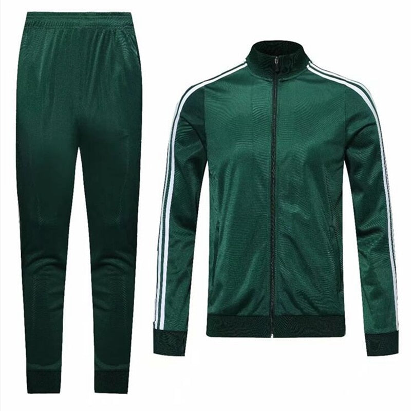 Tracksuit Men Sportswear New Autumn Striped Zip Jacket + Pants Set Sweatsuit Mens Womens Sporting Training Sweat Suits 5XL | TageUnlimited