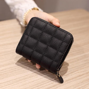 Fashion Short Wallets for Women PU Leather Female Plaid Purses Card Holder Wallet Small Zipper Wallet with Coin Purse Clutch Bag | TageUnlimited