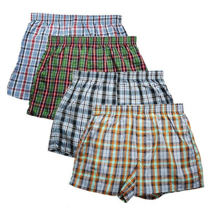 High Quality Brand 4-Pack Men Boxer Shorts Woven Cotton 100% Classic Plaid Combed Male Underpant Loose Breathable Oversize | TageUnlimited
